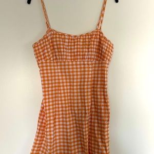 Orange plaid mini dress urban outfitters
